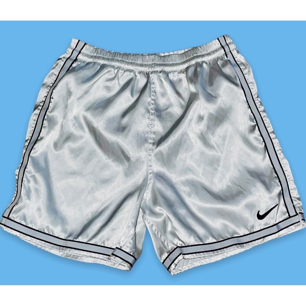 Vintage Nike America Soccer Shorts White Satin Shiny Nylon 90s Medium M - Picture 4 of 12